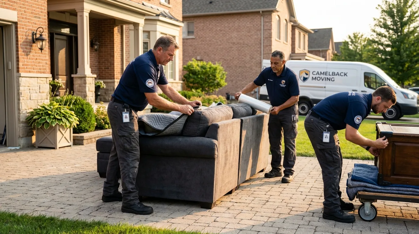 Large estate moving crew wrapping furniture in Ventura, CA